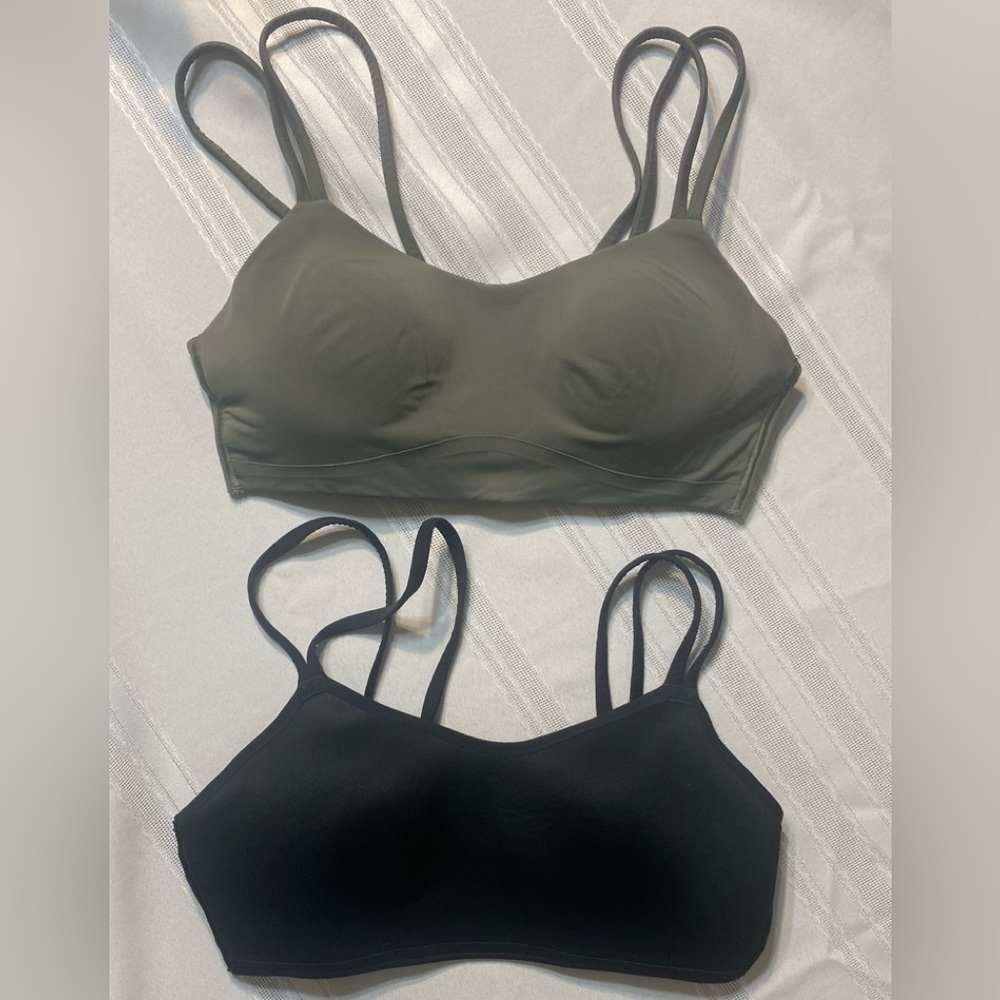 2 Lululemon sports bras size 8 grey black yoga Jogging running